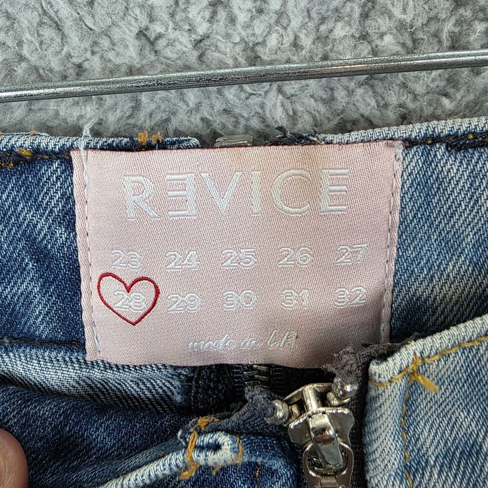 Revice Denim Jeans Yin Yang Crops Size 28 Tokyo Wash Two Tone Blue Zip Detail - Picture 5 of 15
